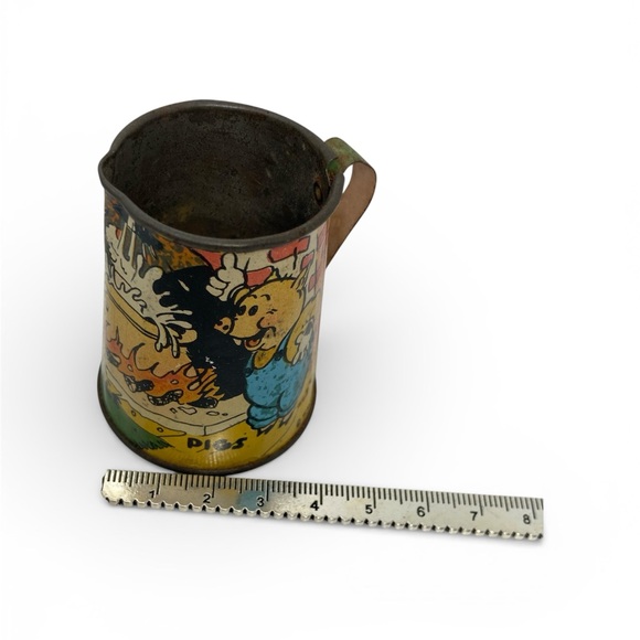 Vintage Disney Three Little Pigs Tin Mug Lithograph Cup - Picture 5 of 9